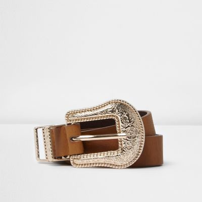 Brown and gold western belt